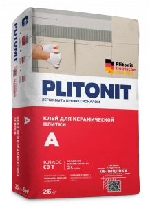 Купить PLITONIT А Клей для керамической плитки внутри помещений, класс С0T 25 кг  (48шт/подд.) оптом в Москве от производителя