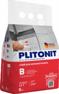 Купить PLITONIT В усиленный армирующими волокнами для керамогранитной и керамической плитки, класс С1Т 5 кг  (168шт/подд.) оптом в Москве от производителя