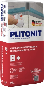 Купить PLITONIT В+ Клей для крупноформатного керамогранита и натурального камня, класс С1ТЕ 25 кг  (48шт/подд.) оптом в Москве от производителя