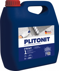 Купить PLITONIT Грунт 1 Праймер-концентрат 1:5 акрилатный для подготовки оснований 3 кг  (144шт/подд.) оптом в Москве от производителя