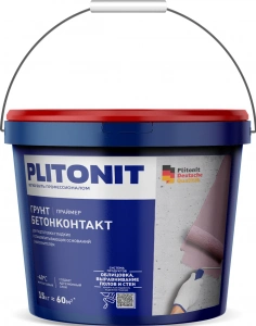 Купить PLITONIT Грунт БетонКонтакт Адгезионный праймер для обработки гладких оснований 15 кг  (44шт/подд.) оптом в Москве от производителя