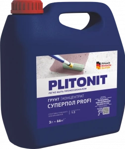 Купить PLITONIT Грунт СуперПол PROFI Грунтовка глубокого проникновения д/подготовки основания под ровнители для полов; концентрат 1:3 3 кг  (144шт/подд.) оптом в Москве от производителя