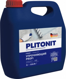 Купить PLITONIT Грунт Упрочняющий PROFI Грунтовка глубокого проникновения для слабых оснований; концентрат 1:2  3 кг  (144шт/подд.) оптом в Москве от производителя