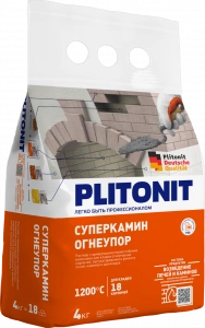 Купить PLITONIT СуперКамин Огнеупор универсальный термостойкий раствор для кладки огнеупорных кирпичей 4 кг (224шт/подд.) оптом в Москве от производителя
