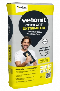 Купить Белый клей-гель для мрамора, камня и керамогранита ВЕТОНИТ Комфорт Экстрим Фикс, 20 кг оптом в Москве от производителя