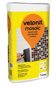 Купить Белый клей для мозаики и камня ВЕТОНИТ Мозаик, 25 кг оптом в Москве от производителя