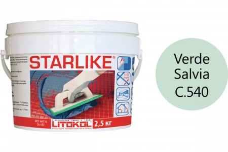 Купить Литокол Starlike Эпоксидная затирка С.540 Verde Salvia (Зеленый шалфей) 2,5кг оптом в Москве от производителя