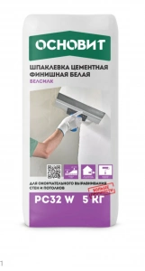 Купить Шпатлевка цементная финишная  ОСНОВИТ БЕЛСИЛК PC32 W белая, 5кг оптом в Москве от производителя
