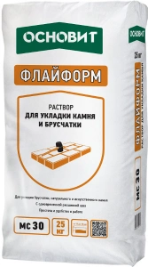 Купить Раствор для укладки камня ОСНОВИТ ФЛАЙФОРМ МС30 030 бежевый, с одновременной расшивкой швов, 25 кг оптом в Москве от производителя