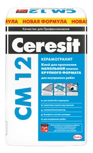 Купить Клей для напольной плитки крупного формата ЦЕРЕЗИТ СМ 12, 25 кг оптом в Москве от производителя