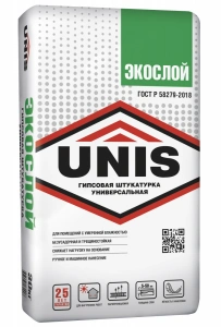 Купить Штукатурка гипсовая универсальная Юнис Экослой белый, 30 кг оптом в Москве от производителя