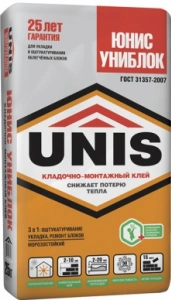 Купить Монтажно-кладочный клей Юнис Униблок, 25 кг. оптом в Москве от производителя