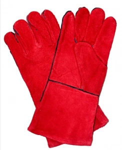 Купить Краги спилковые ТРЕК, цвет: красный оптом в Москве от производителя