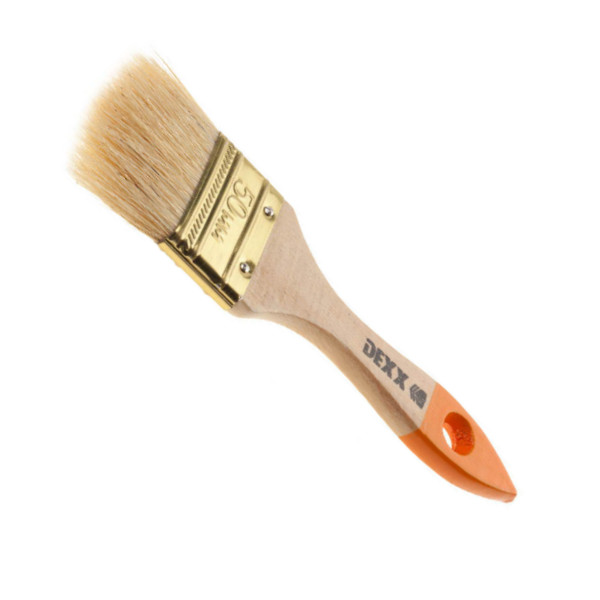 Купить 0100-063_z02 Кисть флейцевая DEXX»ПРАКТИК», дерев. ручка,натур.щетина,индив.упаковка, 63мм оптом в Москве от производителя