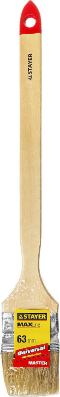 Купить Кисть STAYER «MASTER» «Универсал» радиаторная для всех видов ЛКМ, светлая натурал щетина, деревянная ручка, 2,5»/63мм 0112-63_z01 оптом в Москве от производителя