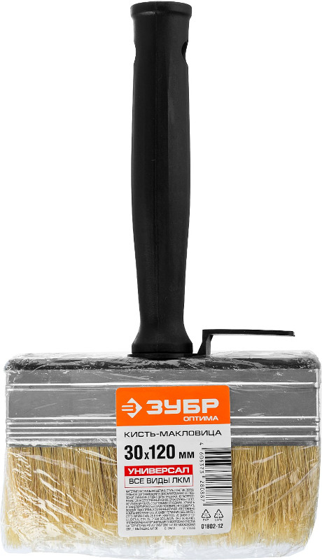 Купить 01802-12 Кисть-макловица ЗУБР «ОПТИМА», светлая щетина, пластмассовый корпус, 30х120мм оптом в Москве от производителя