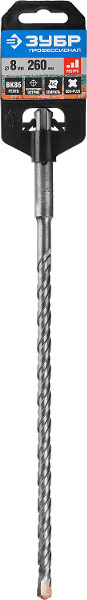 Купить Бур ЗУБР «ПРОФЕССИОНАЛ» по бетону 8x210/260мм «SDS-Plus» самоцентрирующий наконечник, спиральS4 29314-260-08_z01 оптом в Москве от производителя