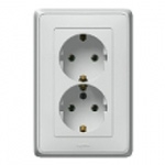 Купить 773627 Розетка двойная 2конт. + земля Carvia белый оптом в Москве от производителя