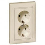 Купить 774370 Розетка двойная 2конт +земля в сборе Valena сл.кость оптом в Москве от производителя