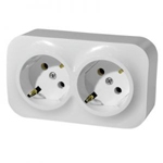 Купить 782213 Quteo розетка двойная  c заземлением без защитных шторок, цвет белый оптом в Москве от производителя