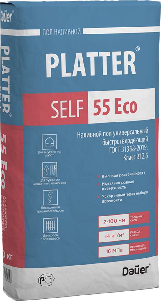 Купить Dauer PLATTER SELF 55 Eco  Наливной пол универсальный быстротвердеющий 20 кг оптом в Москве от производителя