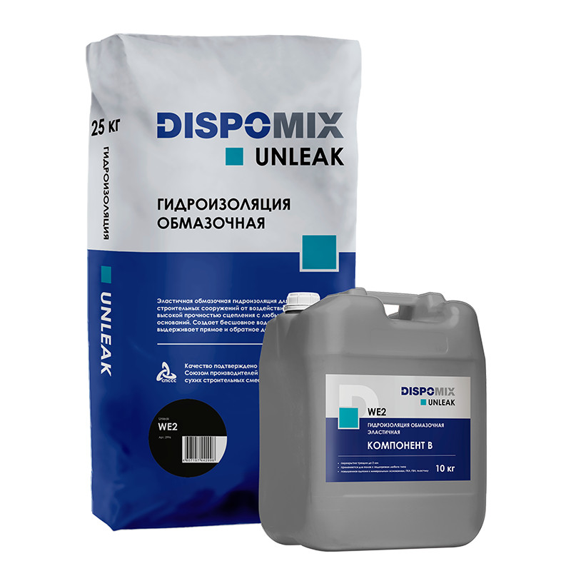 Купить Гидроизоляция обмазочная эластичная DISPOMIX  Unleak WE2, 35 кг оптом в Москве от производителя