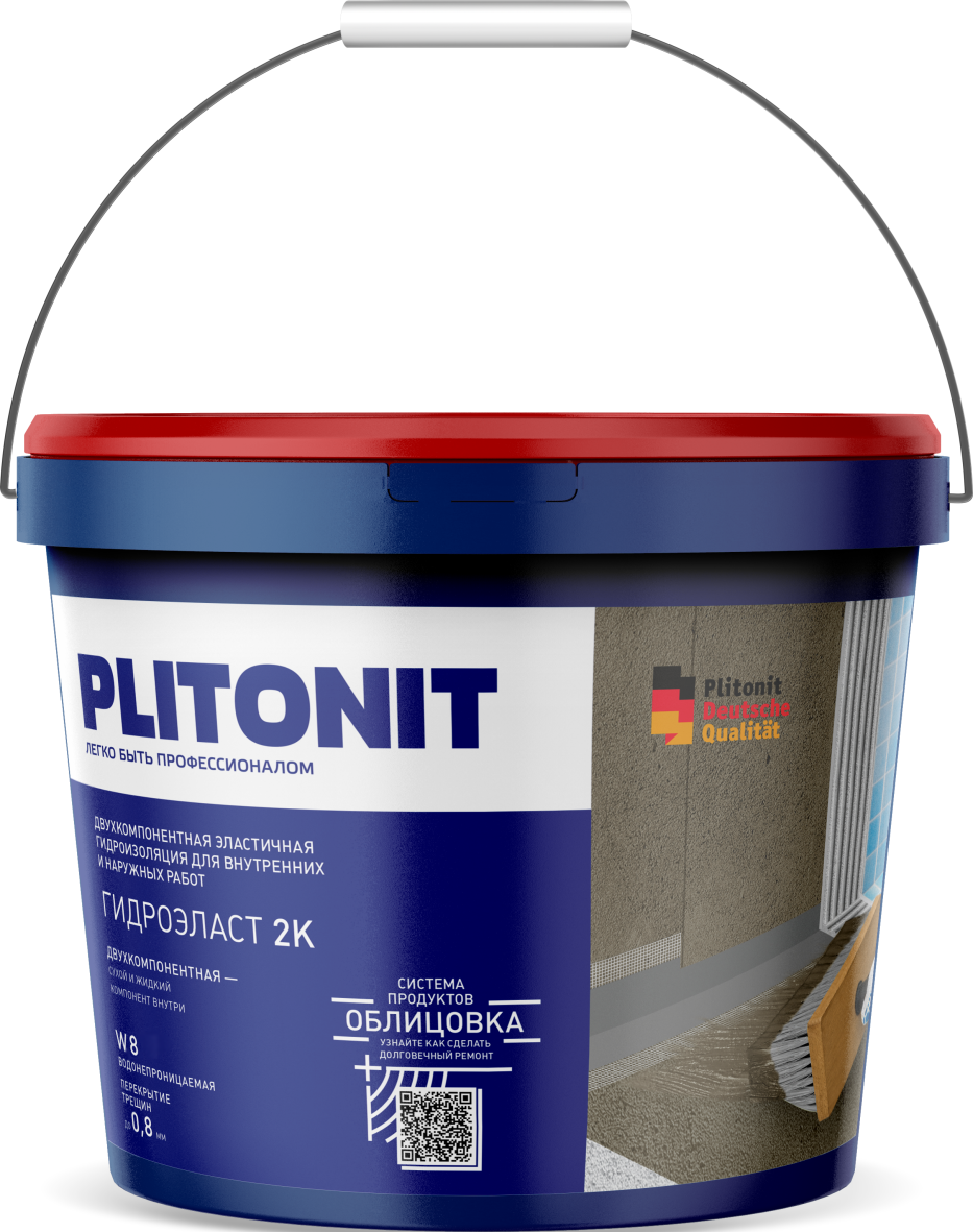 Купить PLITONIT ГидроЭласт 2К (сух.) Гидроизоляция двухкомпонентная 25 кг  (48шт/подд.) оптом в Москве от производителя