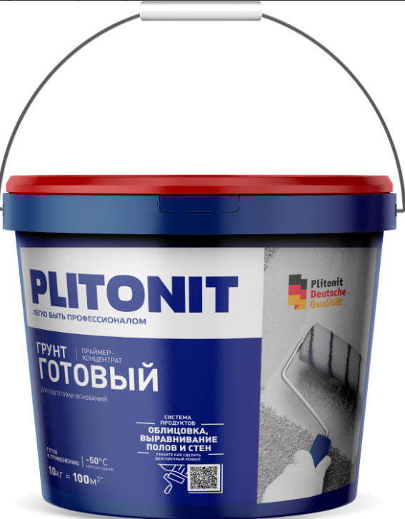 Купить PLITONIT Готовый Грунт Праймер акрилатный для подготовки оснований В ВЕДРЕ 10 кг  (40шт/подд.) оптом в Москве от производителя