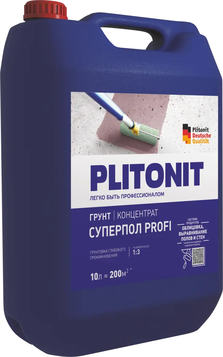 Купить PLITONIT Грунт СуперПол PROFI Грунтовка глубокого проникновения д/подготовки основания под ровнители для полов; концентрат 1:3 10 кг  (40шт/подд.) оптом в Москве от производителя