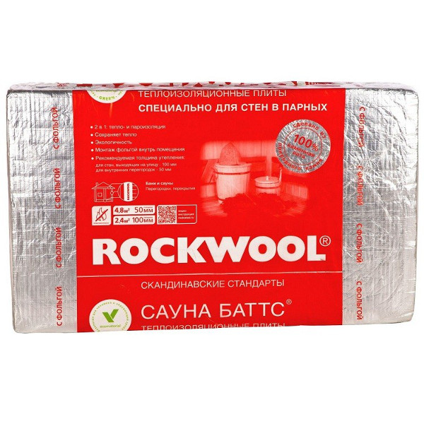 Купить Rockwool Сауна Баттс 1000х600х100мм (2,4м2=0,24м3) (4шт) оптом в Москве от производителя
