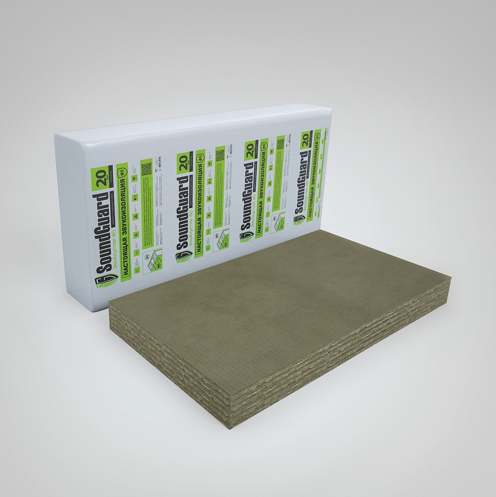 Купить SoundGuard ЭкоАкустик 80 Плита звукопоглощающая 1250х600х20мм (10шт/0,15м.куб/7,5м.кв) оптом в Москве от производителя