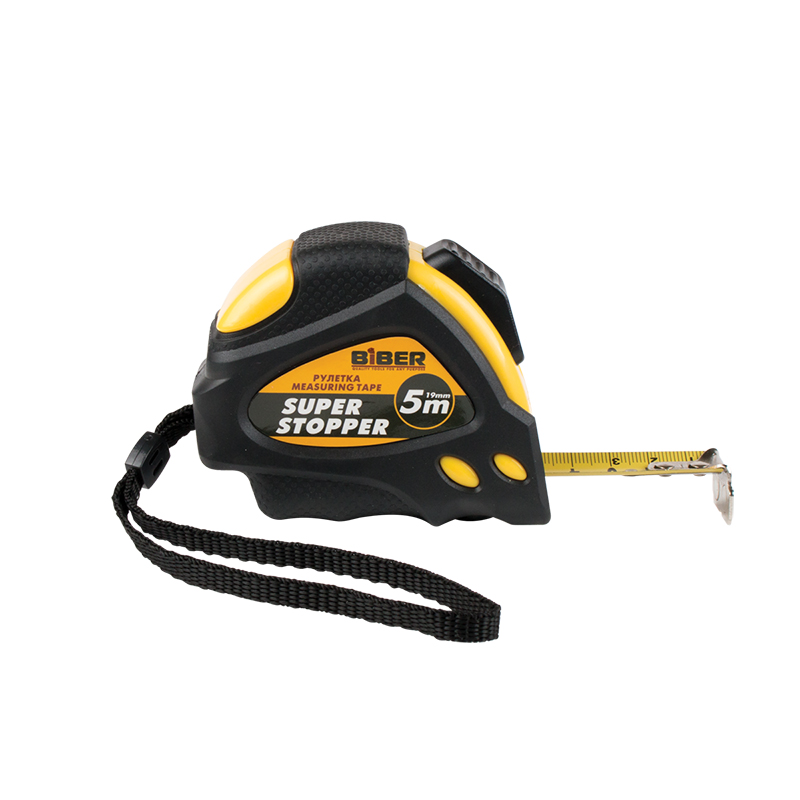 Купить Рулетка БИБЕР 40123 ''SUPER STOPPER'' обрезиненный корпус автофиксация 5мх19мм оптом в Москве от производителя