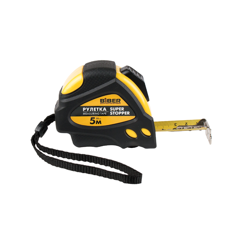 Купить Рулетка БИБЕР 40124 ''SUPER STOPPER'' обрезиненный корпус автофиксация 5мх25мм оптом в Москве от производителя