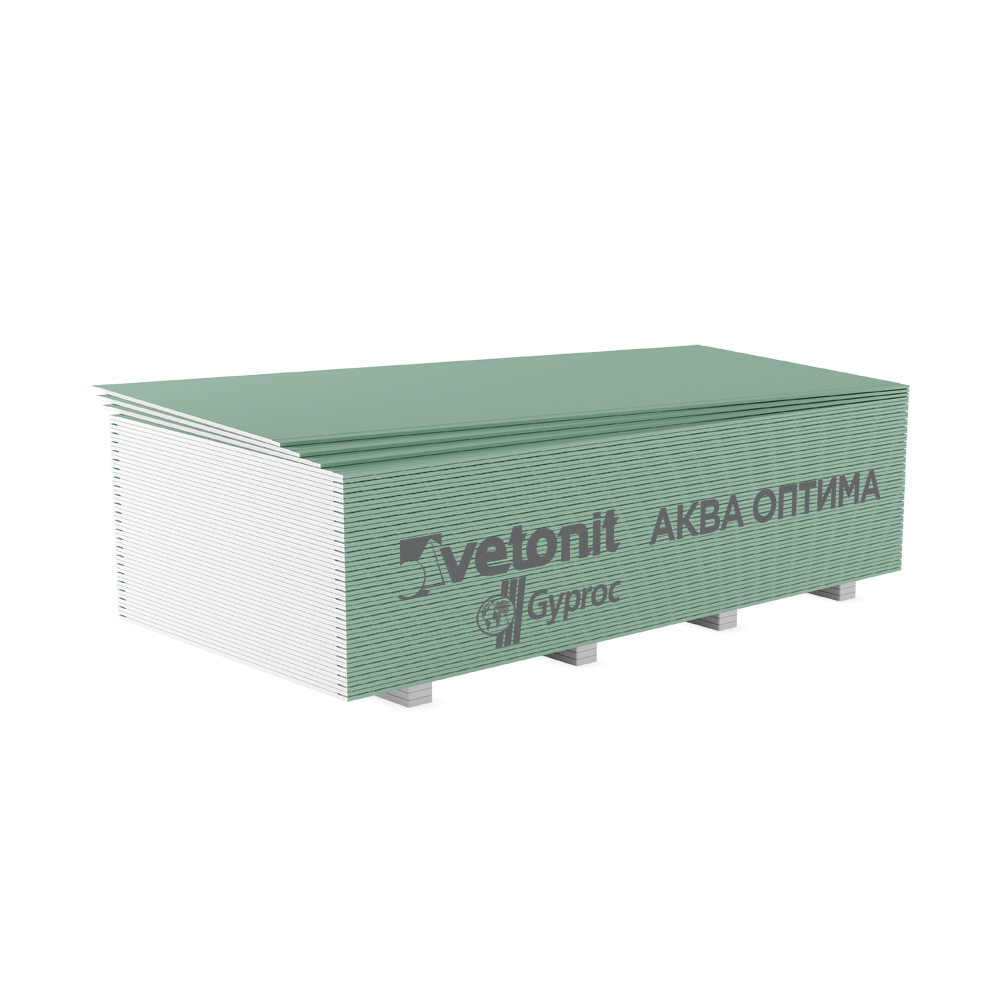 Купить Гипсокартон Gyproc АКВА ОПТИМА 2500х1200х12,5 Влагостойкий оптом в Москве от производителя