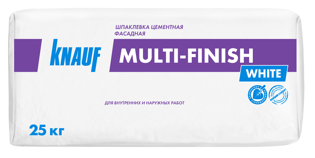 Купить Шпаклевка КНАУФ-Мультифиниш цемент БЕЛЫЙ, 25 кг оптом в Москве от производителя