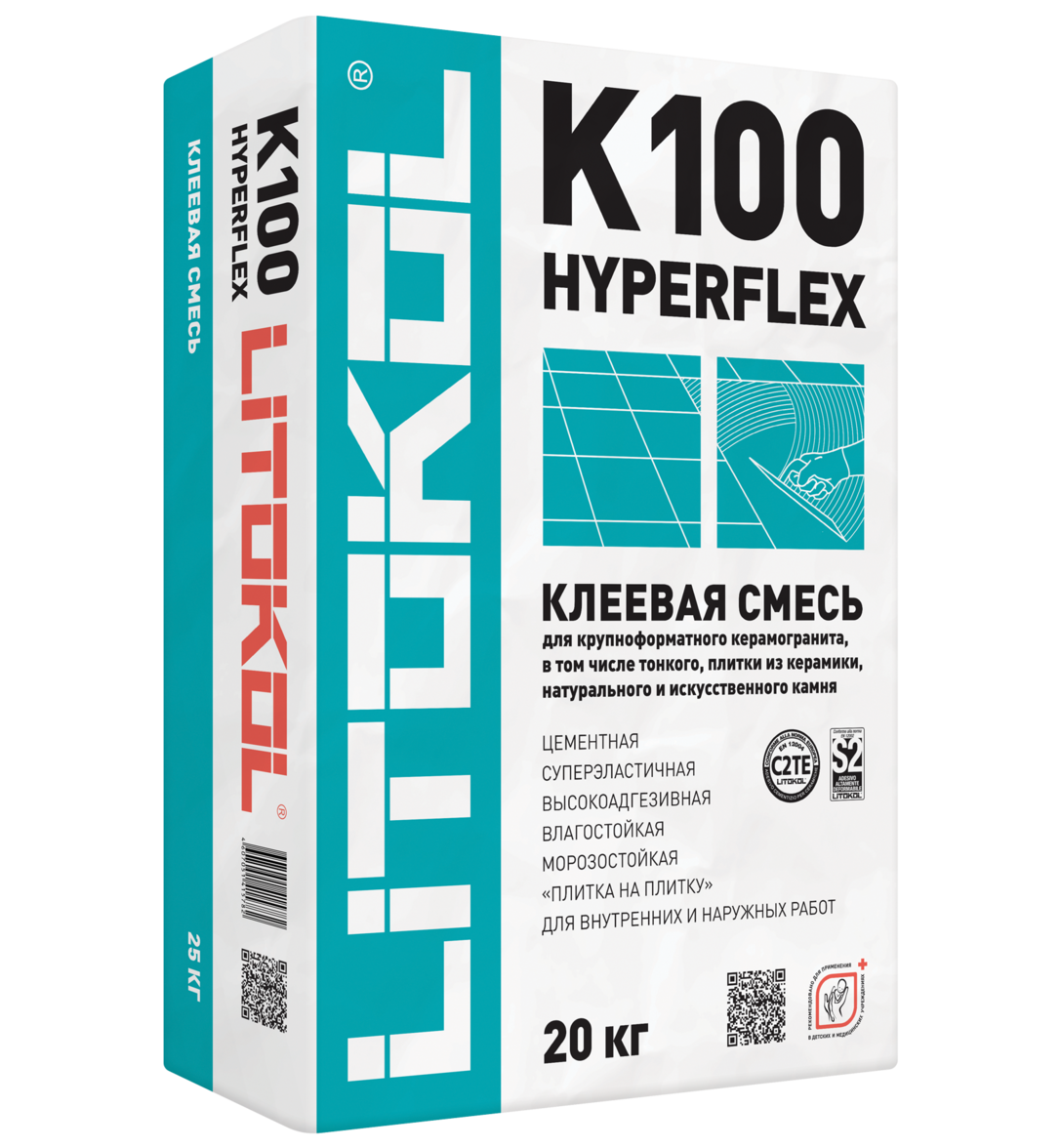 Купить Клей для плитки Litokol Hyperflex K100 Серый 20 кг оптом в Москве от производителя