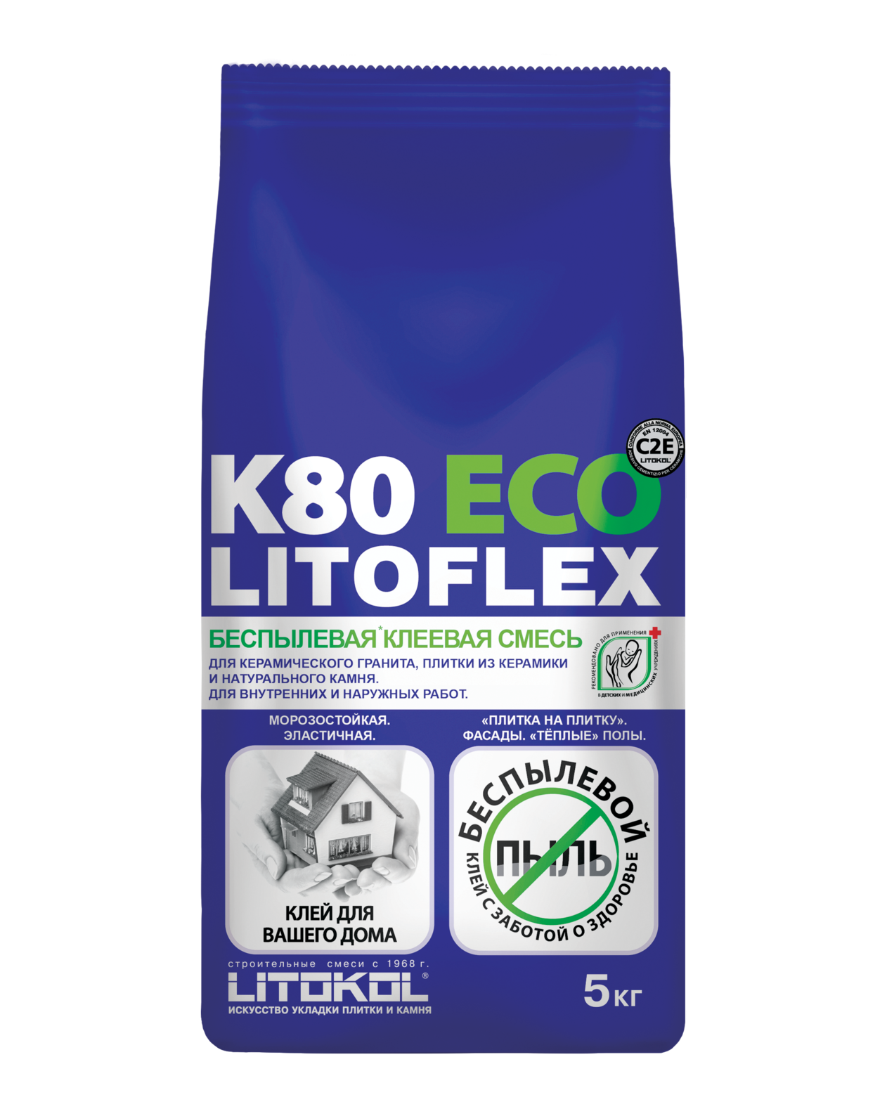 Купить Клей для плитки Litokol Litoflex K80 ECO беспылевой 5 кг оптом в Москве от производителя
