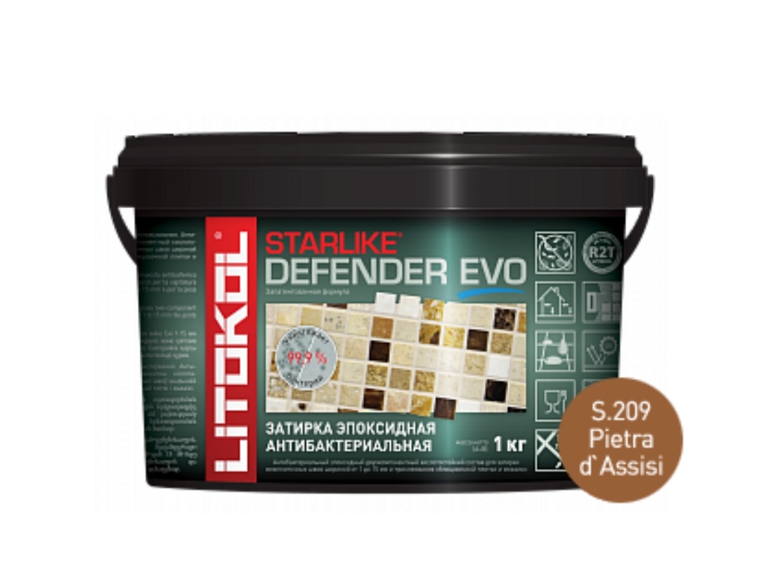 Купить Литокол Starlike Defender EVO Антибак. эпоксидная затирка S.209 P.ASSISI (Карамель) 1кг оптом в Москве от производителя
