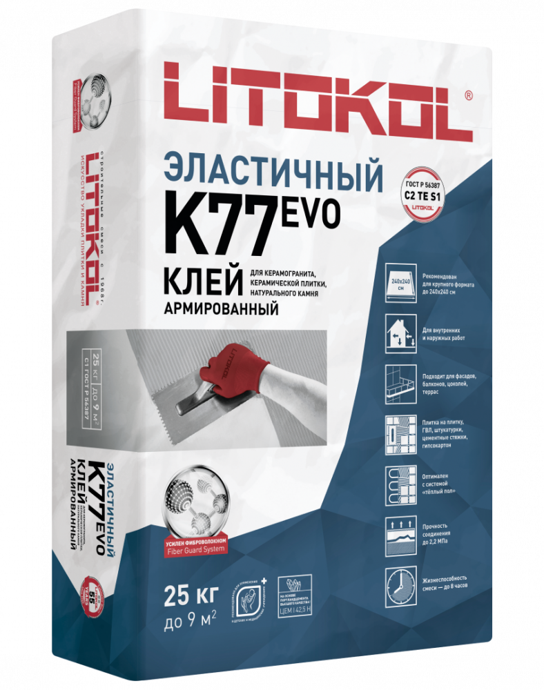 Купить Клей для плитки Litokol SuperFlex K77 суперэластичный 25 кг оптом в Москве от производителя