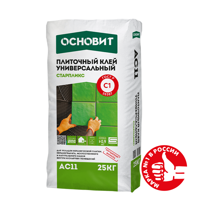 Купить Клей плиточный Основит Старпликс АС11 универсальный, 25 кг оптом в Москве от производителя