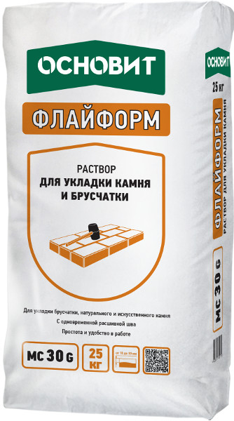 Купить Раствор для укладки камня ОСНОВИТ ФЛАЙФОРМ МС30 G 020 серый, с одновременной расшивкой швов, 25 кг оптом в Москве от производителя