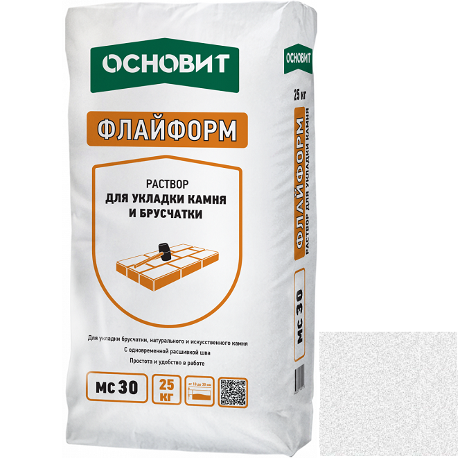 Купить Раствор для укладки камня ОСНОВИТ ФЛАЙФОРМ МС30 W 010 белый, с одновременной расшивкой швов, 25 кг оптом в Москве от производителя