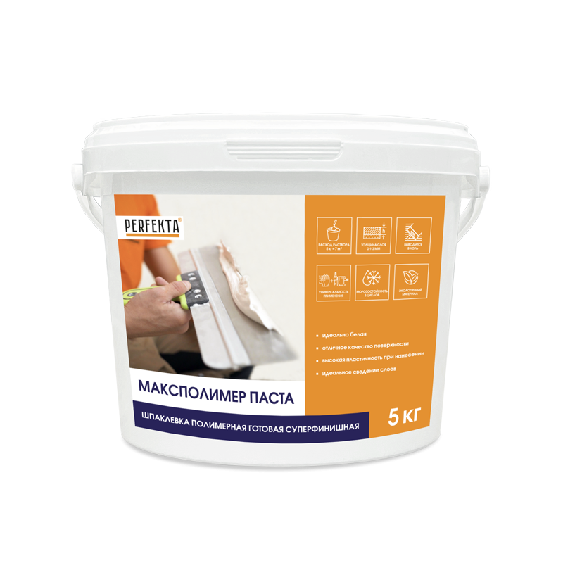 Купить Перфекта «Максполимер Паста» Шпаклевка Белая полимерная готовая суперфинишная, 5кг оптом в Москве от производителя