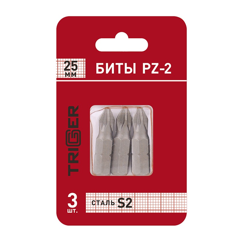 Купить ТРИГГЕР 84964 Биты ПРОФИ PZ-2 25мм (блистер уп.3шт) (20/800) оптом в Москве от производителя