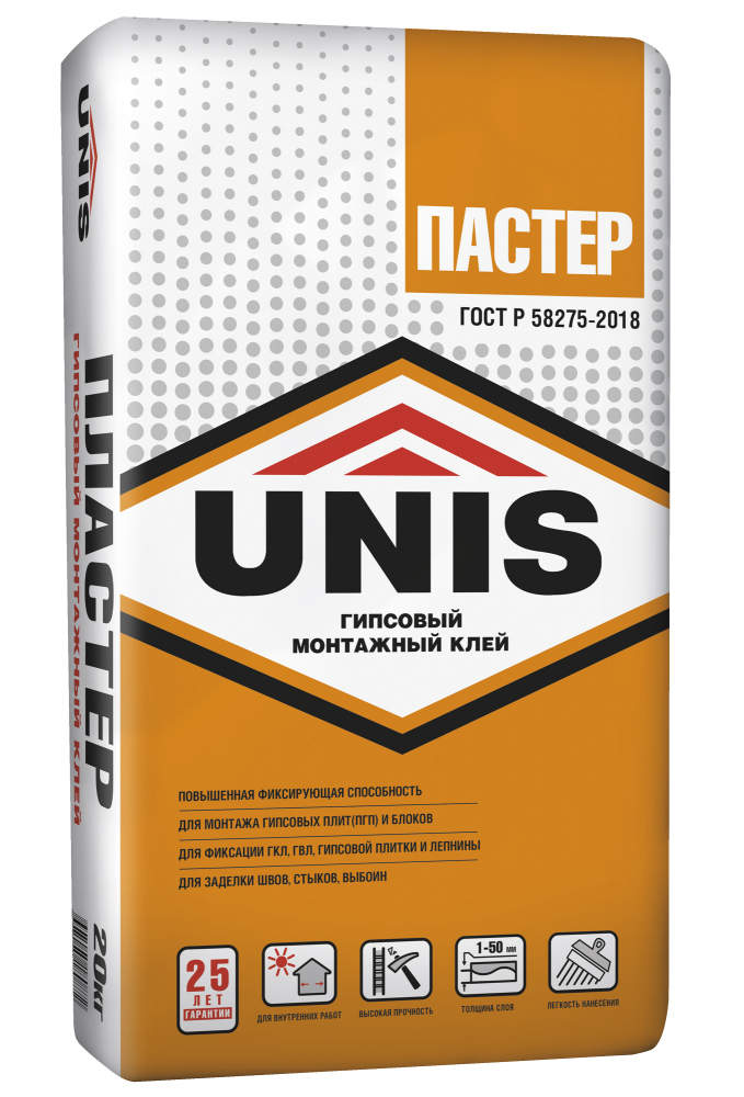 Купить Монтажно-ремонтная гипсовая смесь Юнис Пластер , 20 кг оптом в Москве от производителя