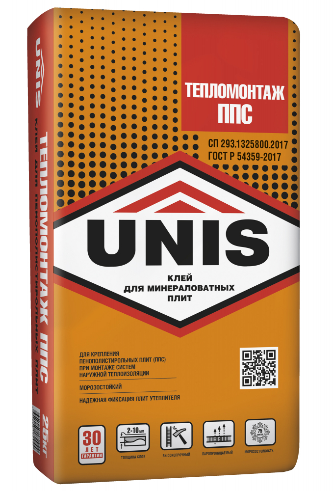 Купить Клей для крепления пенополистирола ЮНИС ТЕПЛОМОНТАЖ ППС, 25 кг оптом в Москве от производителя