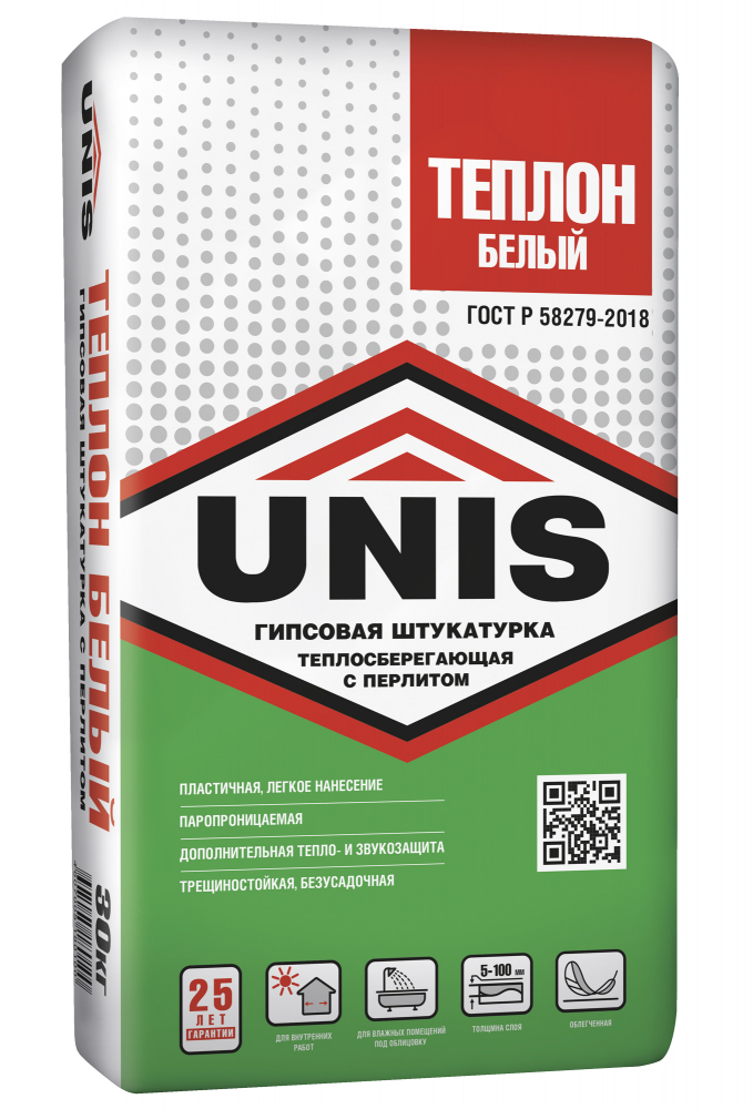 Купить Штукатурка гипсовая Юнис Теплон Белый, 30 кг оптом в Москве от производителя