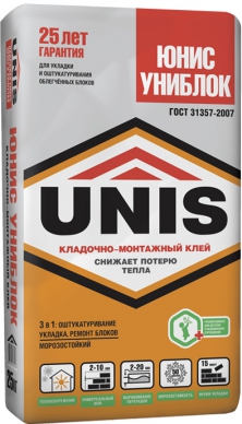Купить Монтажно-кладочный клей Юнис Униблок, 25 кг. оптом в Москве от производителя