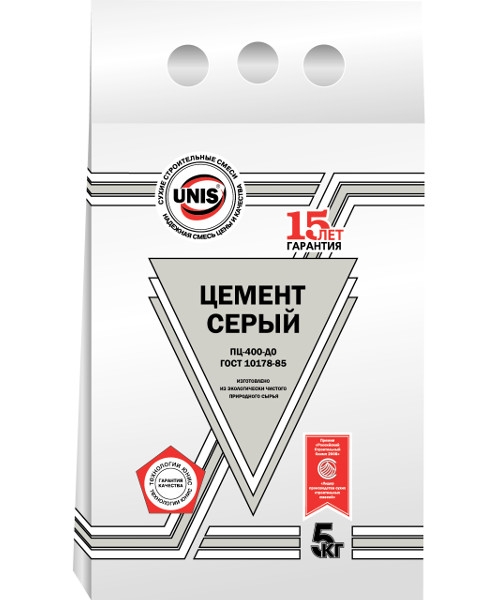 Купить Цемент серый М-400 ДО, 5 кг ЮНИС оптом в Москве от производителя
