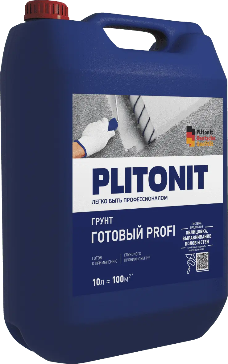 Купить PLITONIT Грунт Готовый PROFI Грунтовка глубокого проникновения 10 кг (40шт/подд.) оптом в Москве от производителя